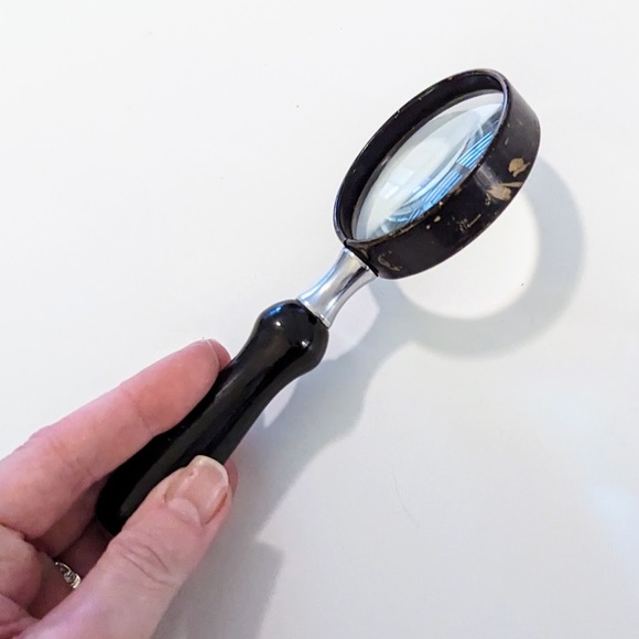 Vintage Magnifying Glass Round Handheld Black Wood & Trim Desk Map Book Reader - Picture 3 of 9